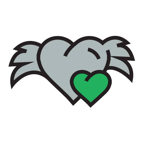 Серцях міні з крилами зелений — стоковий вектор