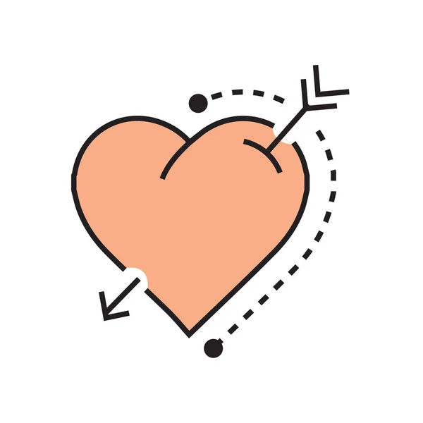 Corazón y flecha icono plano — Vector de stock