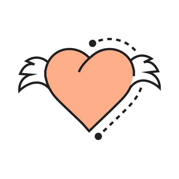 Icona Hearts disegno linea di ali — Vettoriale Stock