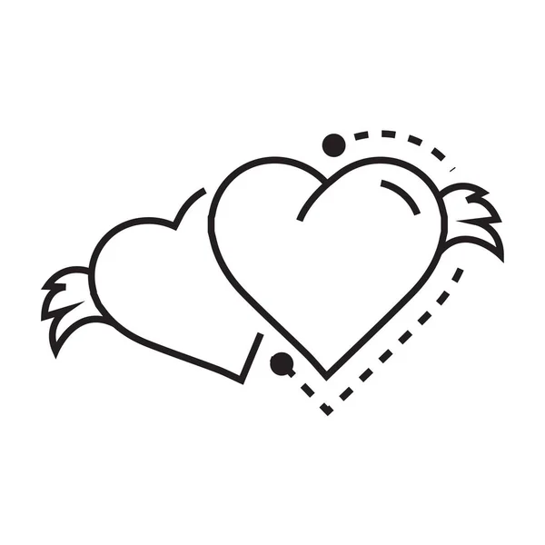 Dvě ikony srdce křídla — Stockový vektor