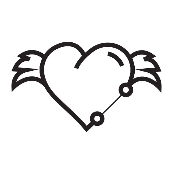 Corações asas caneta ferramenta design — Vetor de Stock