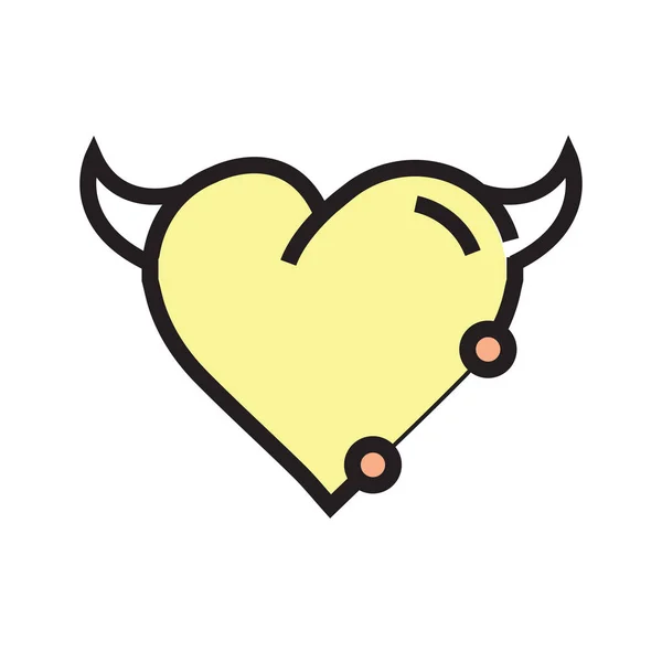 Corazón Diablo Pen herramienta Estilo amarillo — Vector de stock