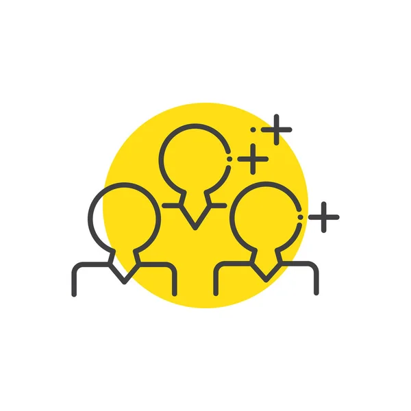 Groep reclame, marketing pictogrammen geel markeren — Stockvector