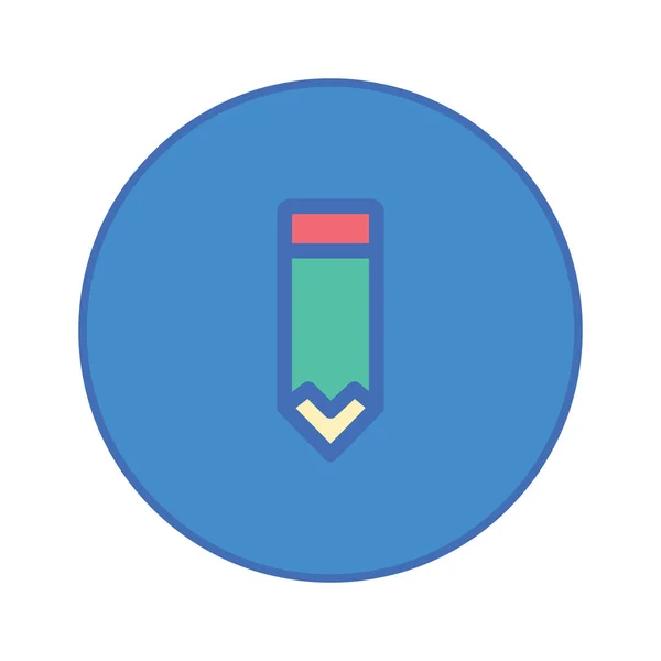 Crayon Papeterie Outil de bureau icône bouton bleu — Image vectorielle