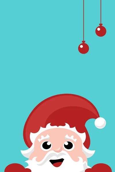 Kerstkaart Met Santa Claus Cartoon Karakter Gluren — Stockvector