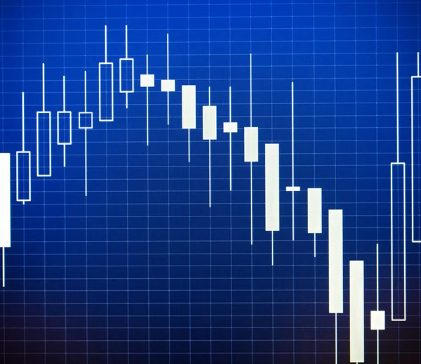 Data analyzing in forex market: the charts and quotes on display — Stock Photo, Image