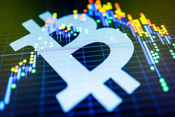 Danych w programie exchange analizowanie rynku akcji: świeca znaki na dis — Zdjęcie stockowe