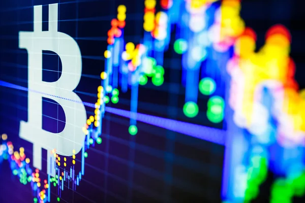 Datové analýze exchange akciový trh: svíčka znaků na dis — Stock fotografie