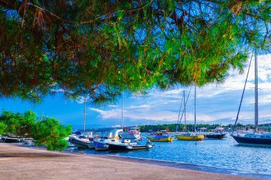 Harika romantik yaz akşam panorama kıyı şeridi A manzara
