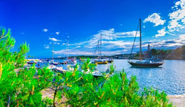 Harika romantik yaz akşam panorama kıyı şeridi A manzara