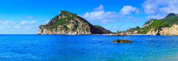 Beautiful summer panoramic seascape. View of the coastline into Royalty Free Stock Photos