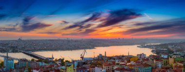 Uzun pozlama bir güzel dra, Istanbul 'un panoramik cityscape