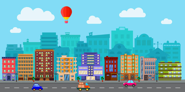 City street in a flat design