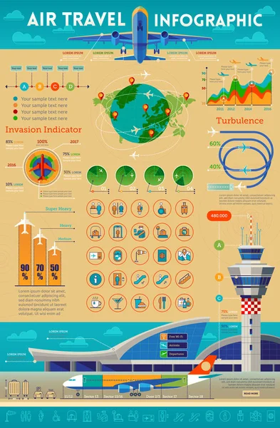 Infografía de viajes aéreos — Vector de stock