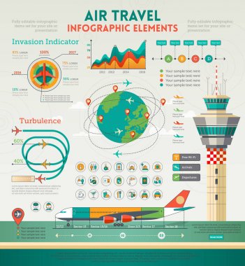 Hava seyahat Infographics öğeleri