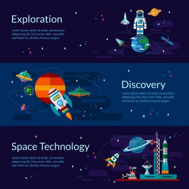 Uzay, uzay gemisi, astronot, gezegenler ve ufo.