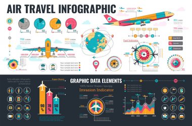 Hava seyahat Infographics öğeleri