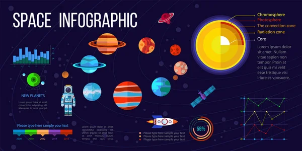 Elementos de infografía espacial — Vector de stock