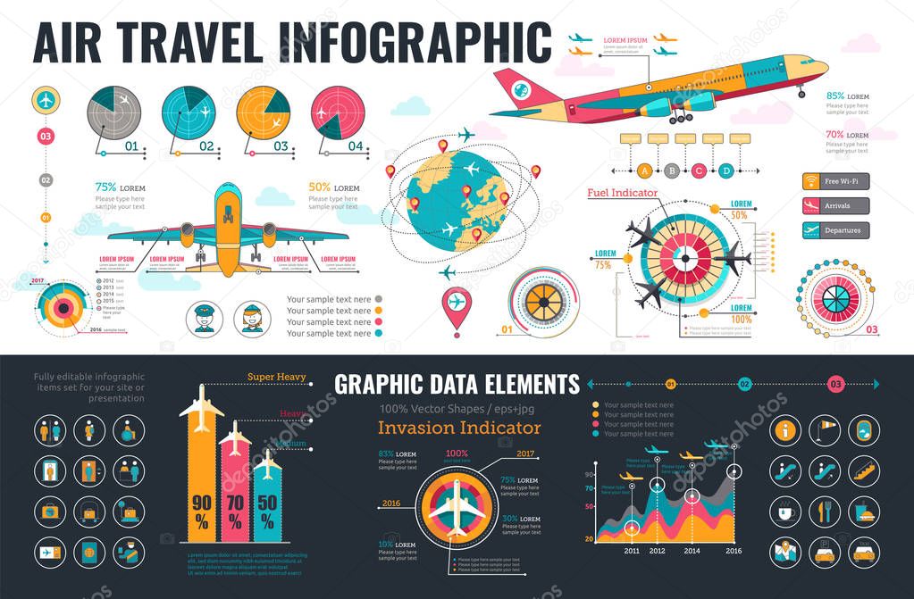 Air Travel Infographics elements
