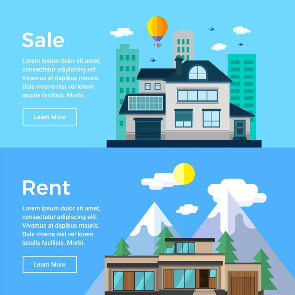 Venta y Alquiler de casas . — Vector de stock