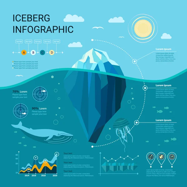 Infografías de iceberg — Vector de stock