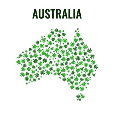 Avustralya haritasında vektör esrar bileşimi.