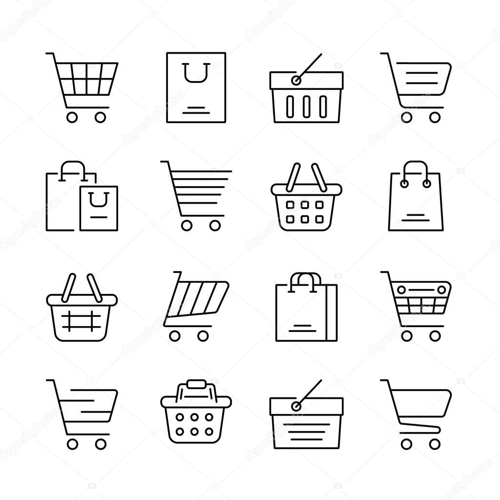 Simple Set of Shopping Cart Icons. Included online Store with Carts, Bags and more.