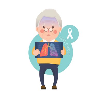 Senior Man with Lung Cancer Problem clipart