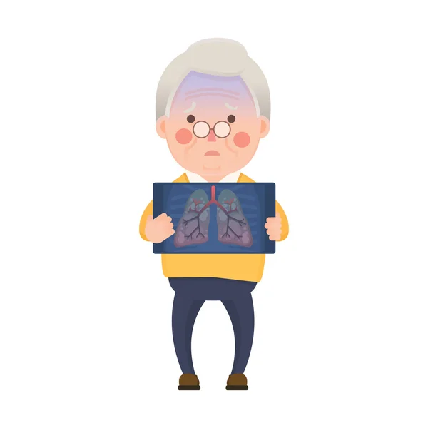 Senior Man Having Lung Probleme — Vector de stoc