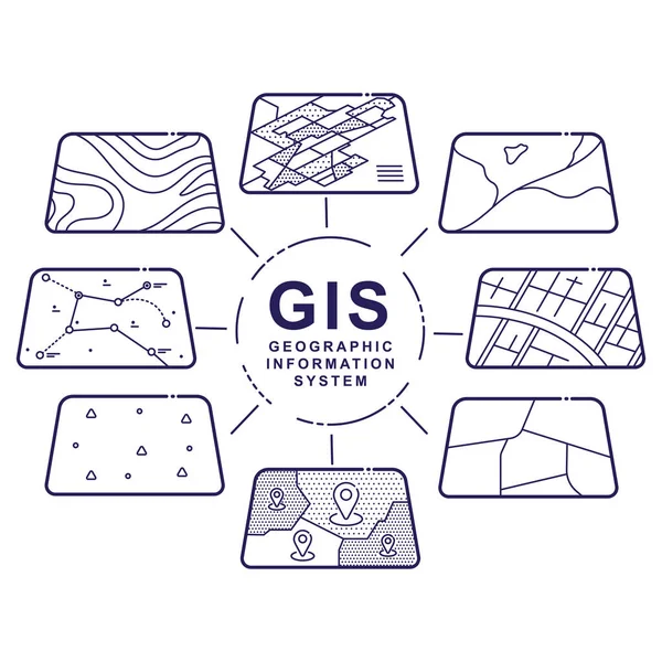 Infographic 위한 Gis 개념 데이터 레이어 — 스톡 벡터