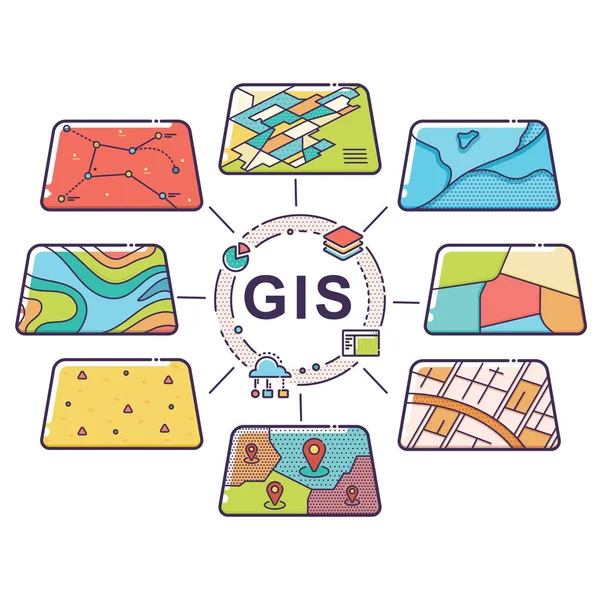 Camadas de Dados de Conceito GIS para Infográfico —  Vetores de Stock