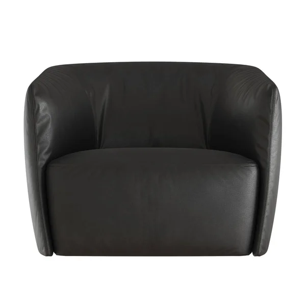 Fekete bőr fotel elölnézet elszigetelt háttérrel. 3D-s renderelés — Stock Fotó