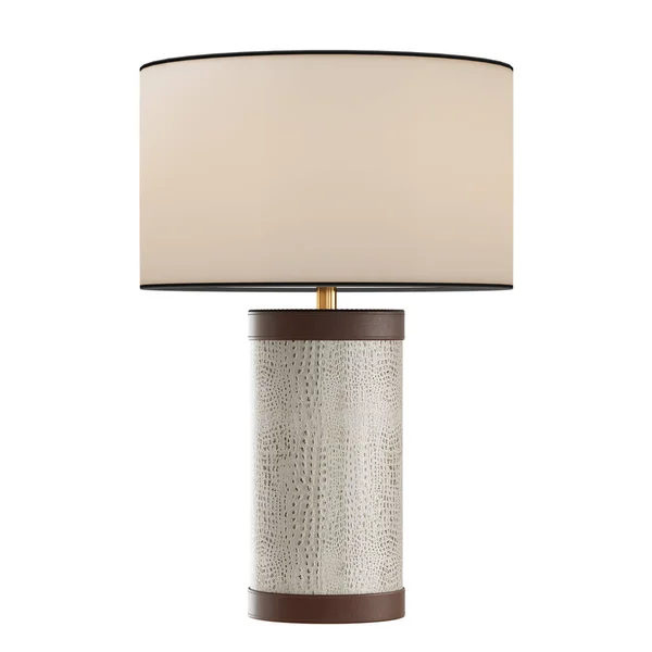 İzole bir arka planda deriden yapılmış dekoratif masa lambası. 3d oluşturma