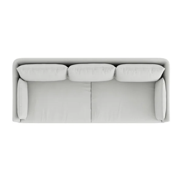 White sofa on white background, top view, 3d render — Stock Photo