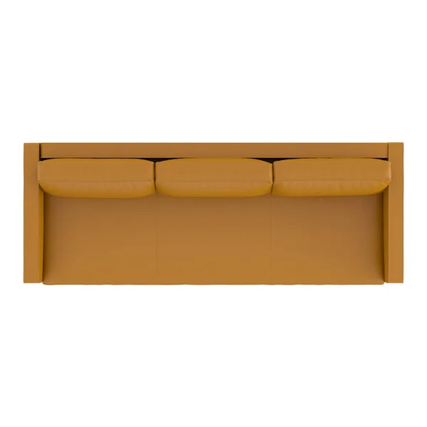 Sofá de couro marrom vista superior sobre um fundo isolado. Renderização 3d — Fotografia de Stock