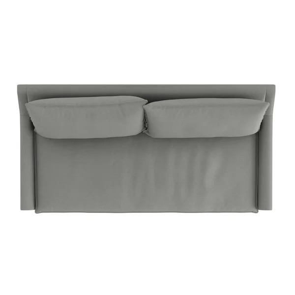 Sofá de pano cinza vista superior sobre um fundo isolado. Renderização 3d — Fotografia de Stock