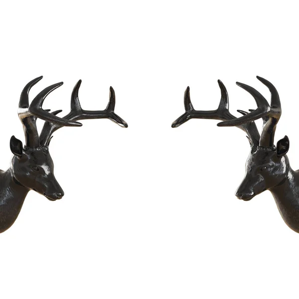 Zwei Hirschköpfe einander auf einem isolierten Hintergrund gegenüber. 3D-Darstellung — Stockfoto