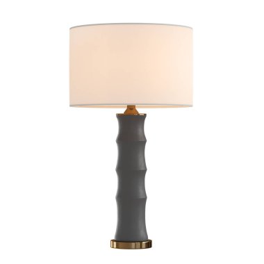 Ayrı bir arka planda açık pembe abajurlu dekoratif masa lambası. 3d oluşturma