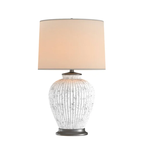 Decorative table lamp with a light pink lampshade on an isolated background. 3d rendering — Stock Photo, Image