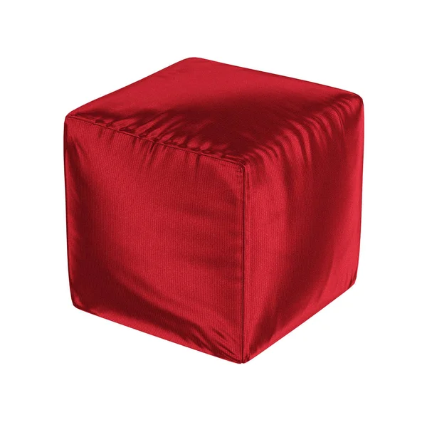 Pouf carré rouge doux en velours sur un fond isolé. rendu 3D — Photo