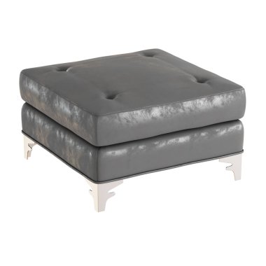 Beyaz arka planda gri deri bir puf. 3d oluşturma