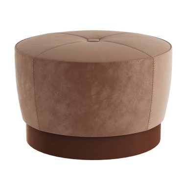 Beyaz arka planda yuvarlak kadife kumaş pouf. 3d oluşturma