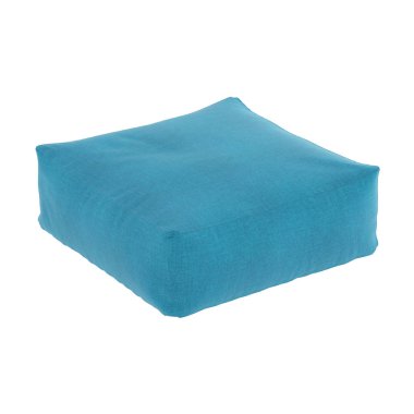 Beyaz arka planda turkuaz kumaş pouf. 3d oluşturma