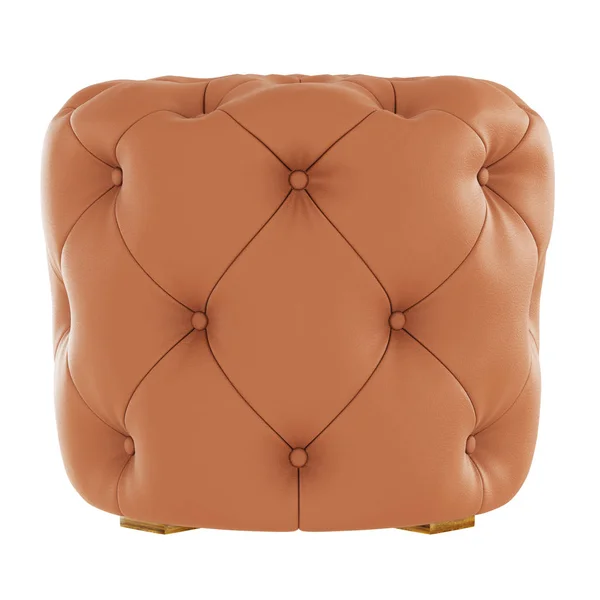 Round leather pouf capitone on a white background. 3d rendering — Stock Photo, Image