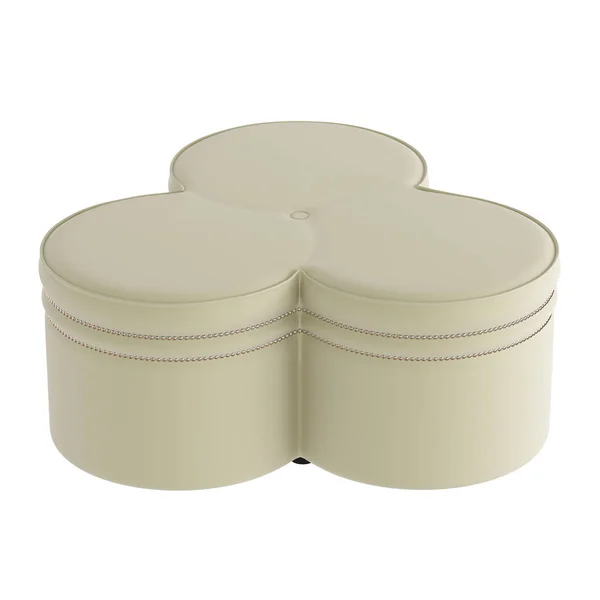 Pouf rond en cuir souple sur fond blanc. Rendu 3d — Photo