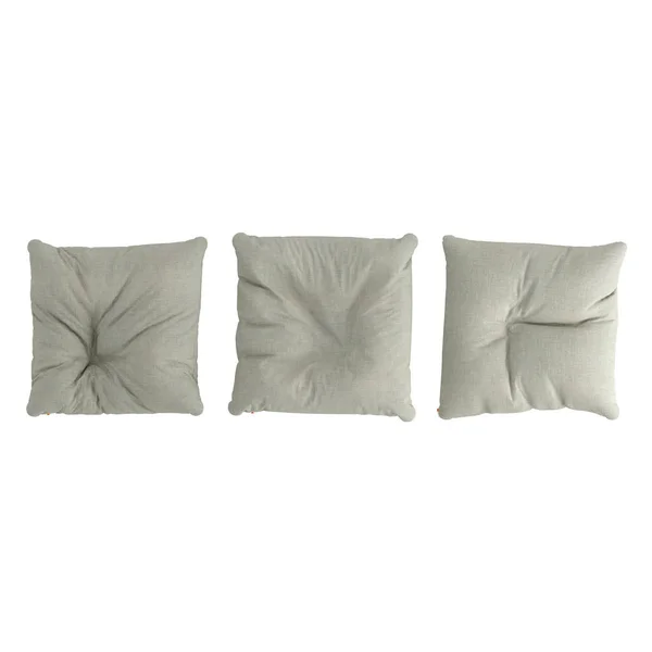 Trzy tkaniny poduszki puf na białym tle. 3d renderowanie — Zdjęcie stockowe