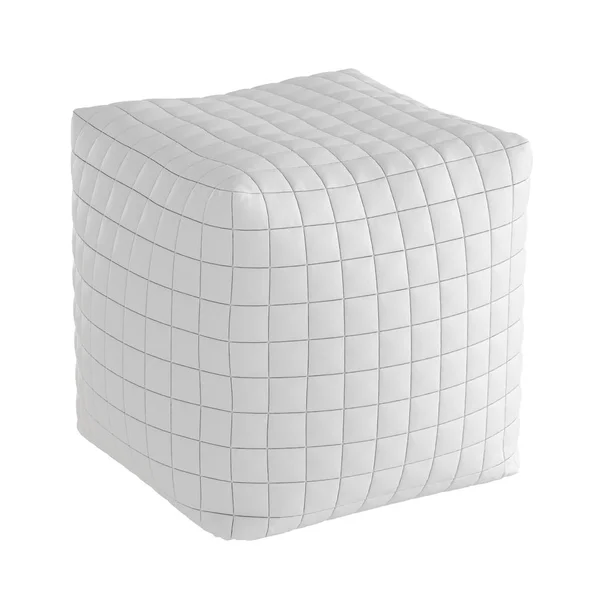 Κουτί λευκό δερμάτινο πουφ σε λευκό φόντο. 3d απόδοση — Φωτογραφία Αρχείου