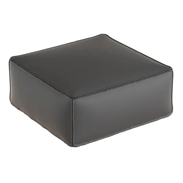 Pouf en cuir noir sur fond blanc. Rendu 3d — Photo