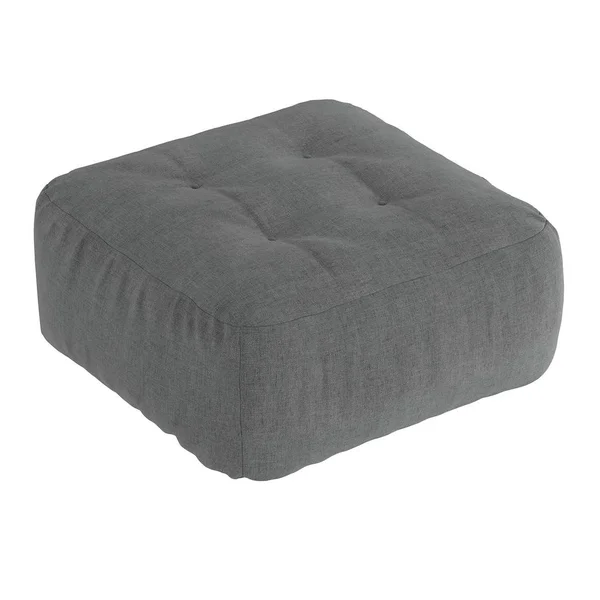 Pouf en tissu gris sur fond blanc. Rendu 3d — Photo