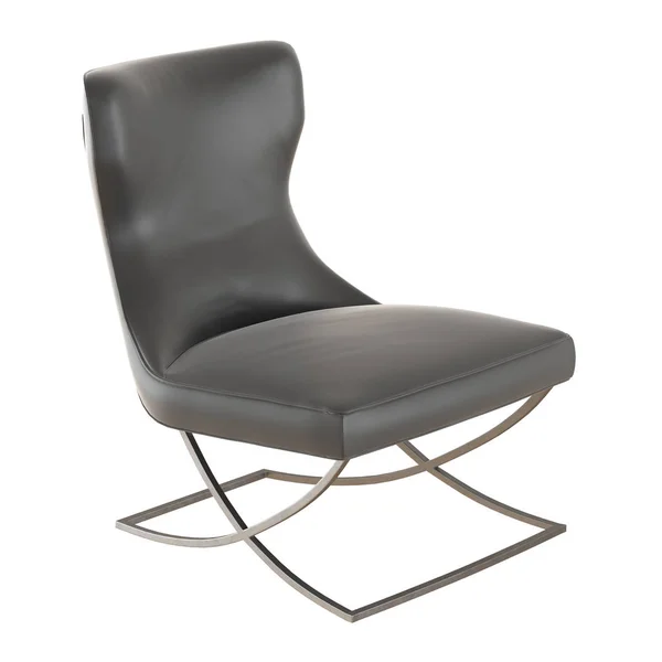Черное кожаное кресло на изолированном фоне. Вид сбоку. 3d-рендеринг — стоковое фото